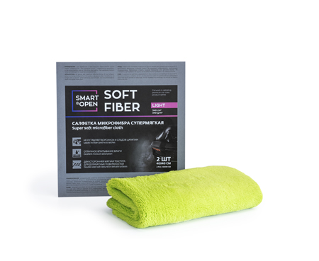 Smart Open - Soft Fiber Light, Салфетка из микрофибры для сушки автомобиля, 2 шт