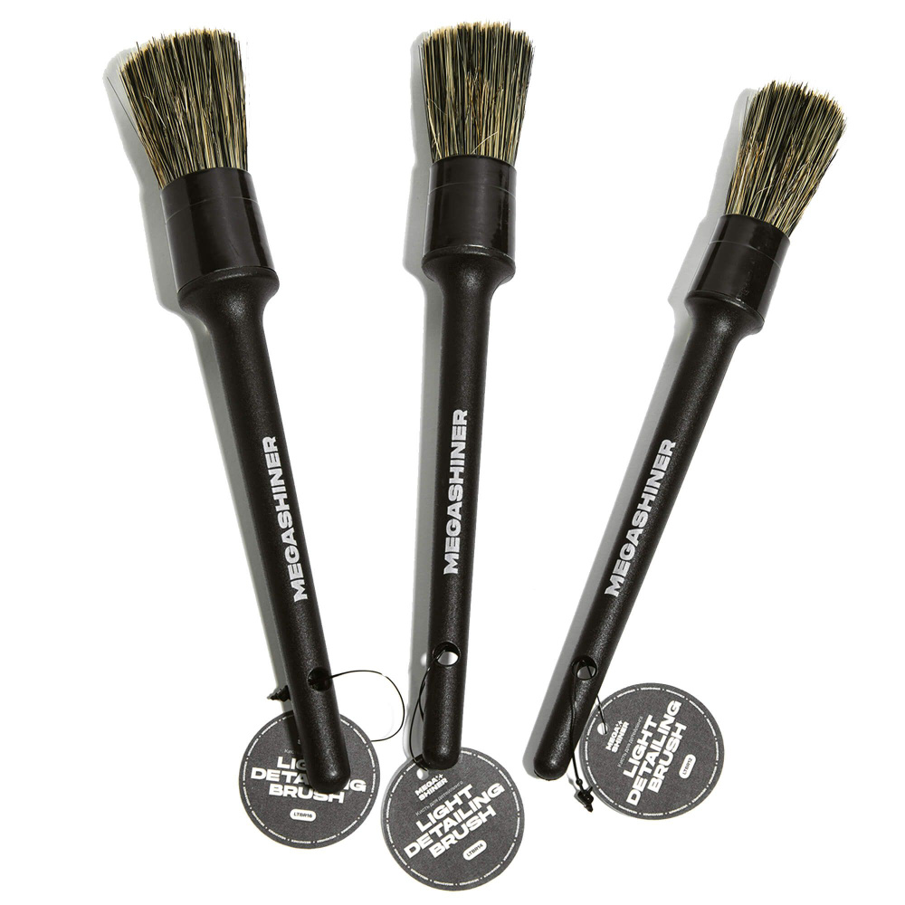 MegaShiner - Набор кистей для детейлинга с натуральным ворсом Full Brush Set Brown, 3шт